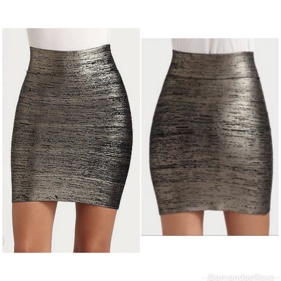 BCBGMAXAZRIA Josie Metallic Print Bandage Skirt XS Y2K - Picture 1 of 8
